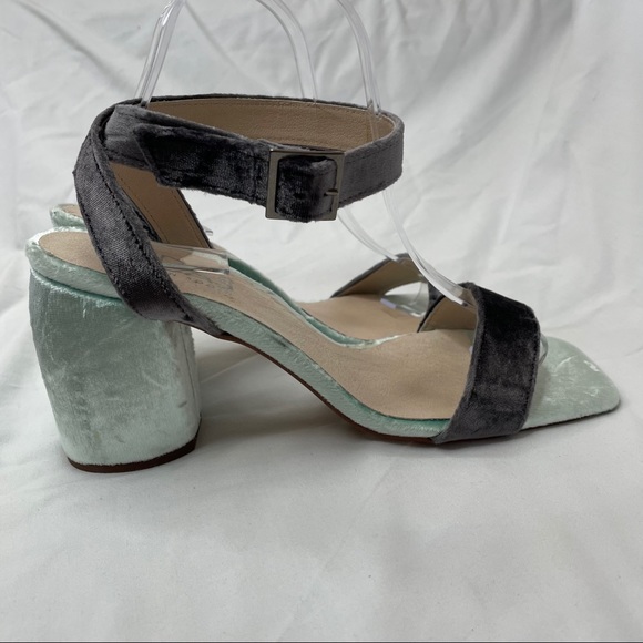 Midas Block Heel Sandals Blue Velvet Strappy - Picture 2 of 11